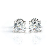 Classic Heart Shape Lab Diamond Three Prongs Ear Studs - LGG Jewelry